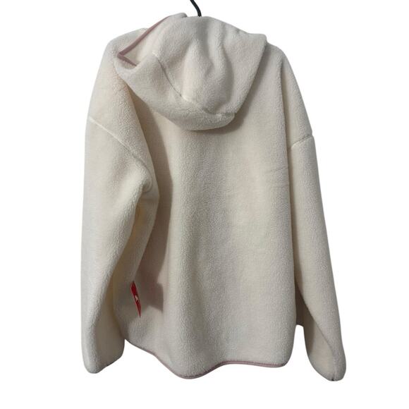 Puma Hooded Sherpa Fleece Jacket Womens Ivory Pink Athletic Outerwear Large - Picture 2 of 6